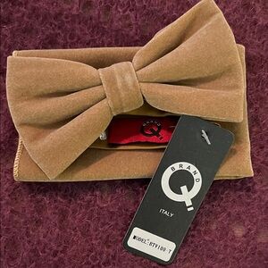 Brand Q Gold Suede Bow Tie and Matching Bowtie Set
